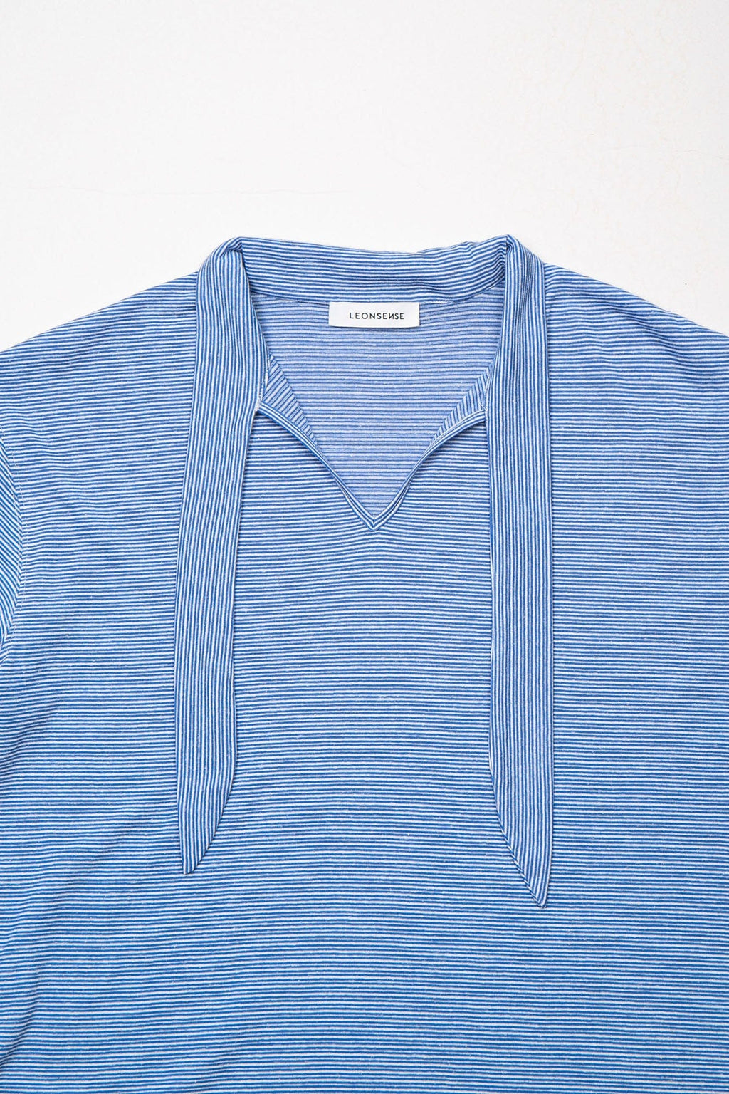 LEONSENSE Classical Striped Tie-Neck T-Shirt