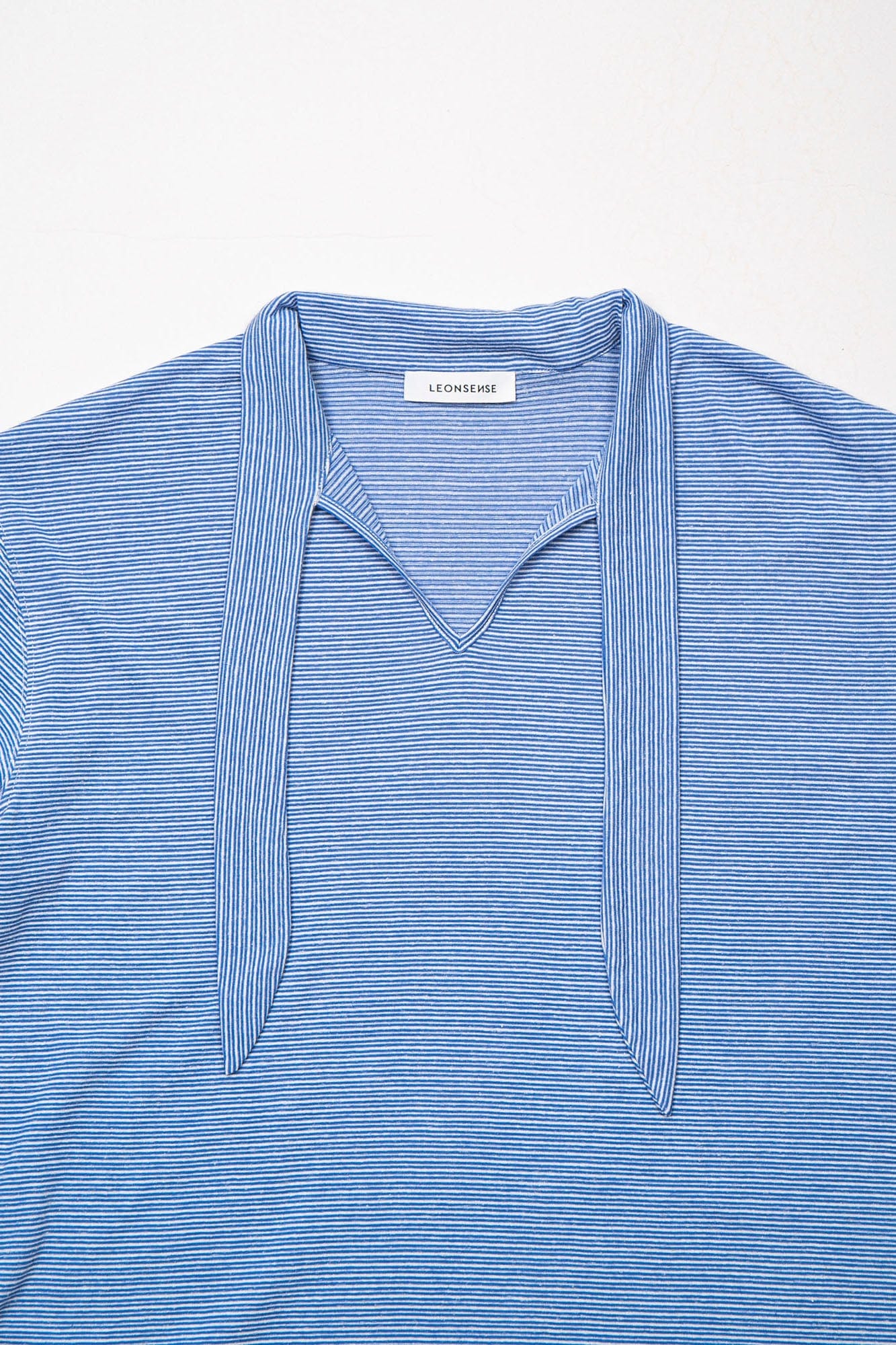 LEONSENSE Classical Striped Tie-Neck T-Shirt