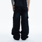 DND4DES Shredded Rivet-Paneled Baggy Jeans