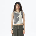 ERROR CODE ROBOT Asymmetrical Contrast Layered Tank Top