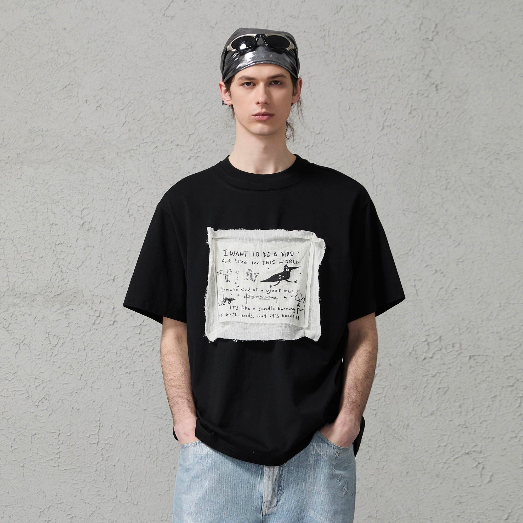 ORGANIC EMOTION Script Patchwork Sorona T-Shirt