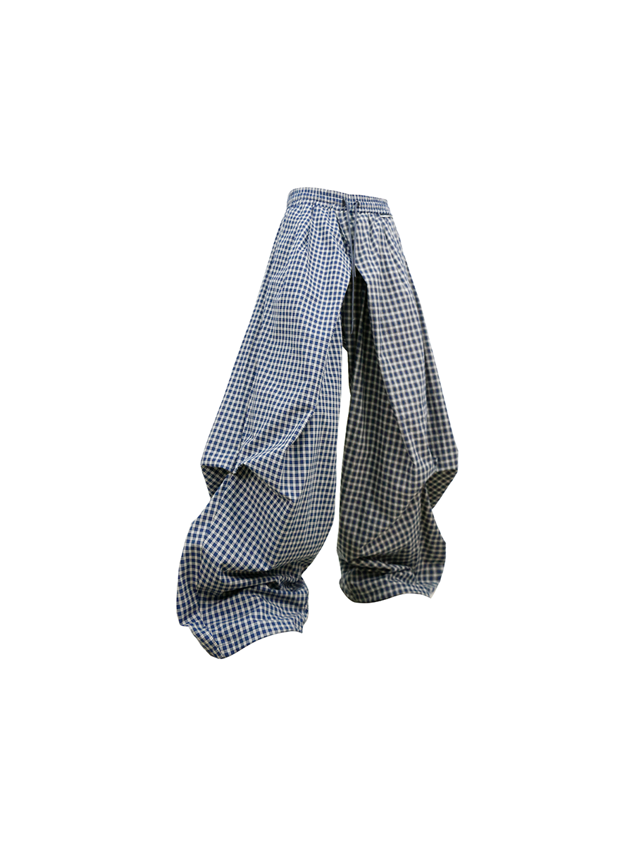 RELABEL Gingham Draped Drawstring Oversized Cargo