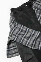 RELABEL Detachable Plaid Back Flap Spliced Jeans