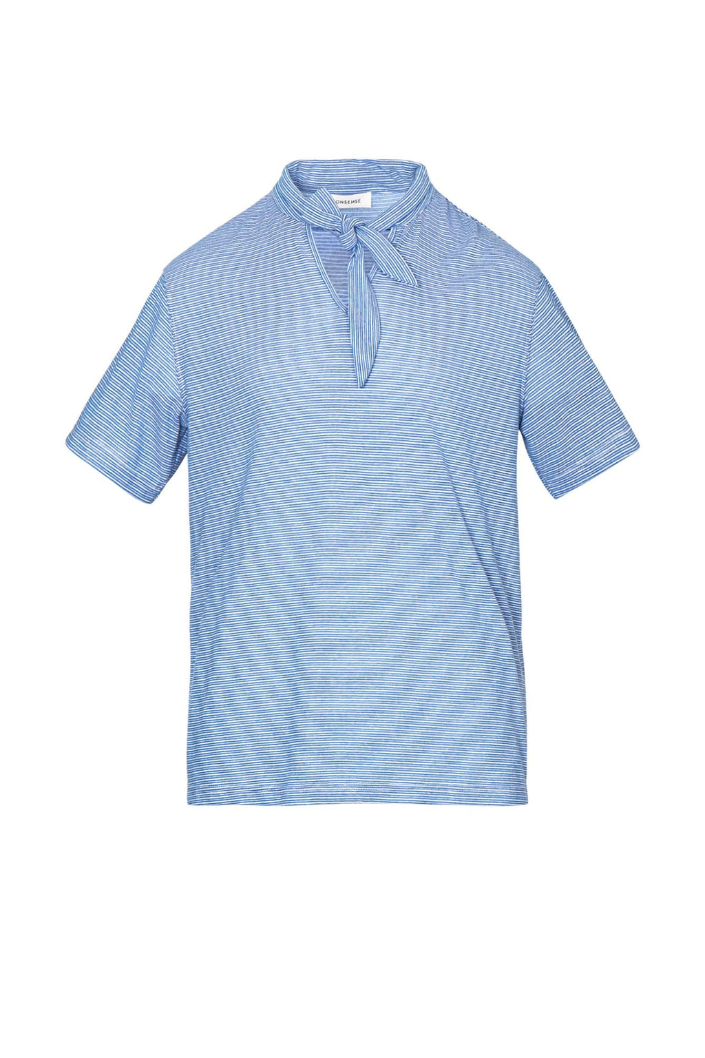 LEONSENSE Classical Striped Tie-Neck T-Shirt