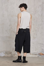 FACEONLAB Retro Pleated Raw-Edge Shorts