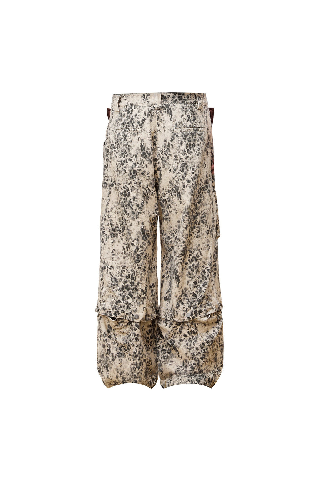 OIPWORD Retro Leopard Detachable Panel Cargo Jeans