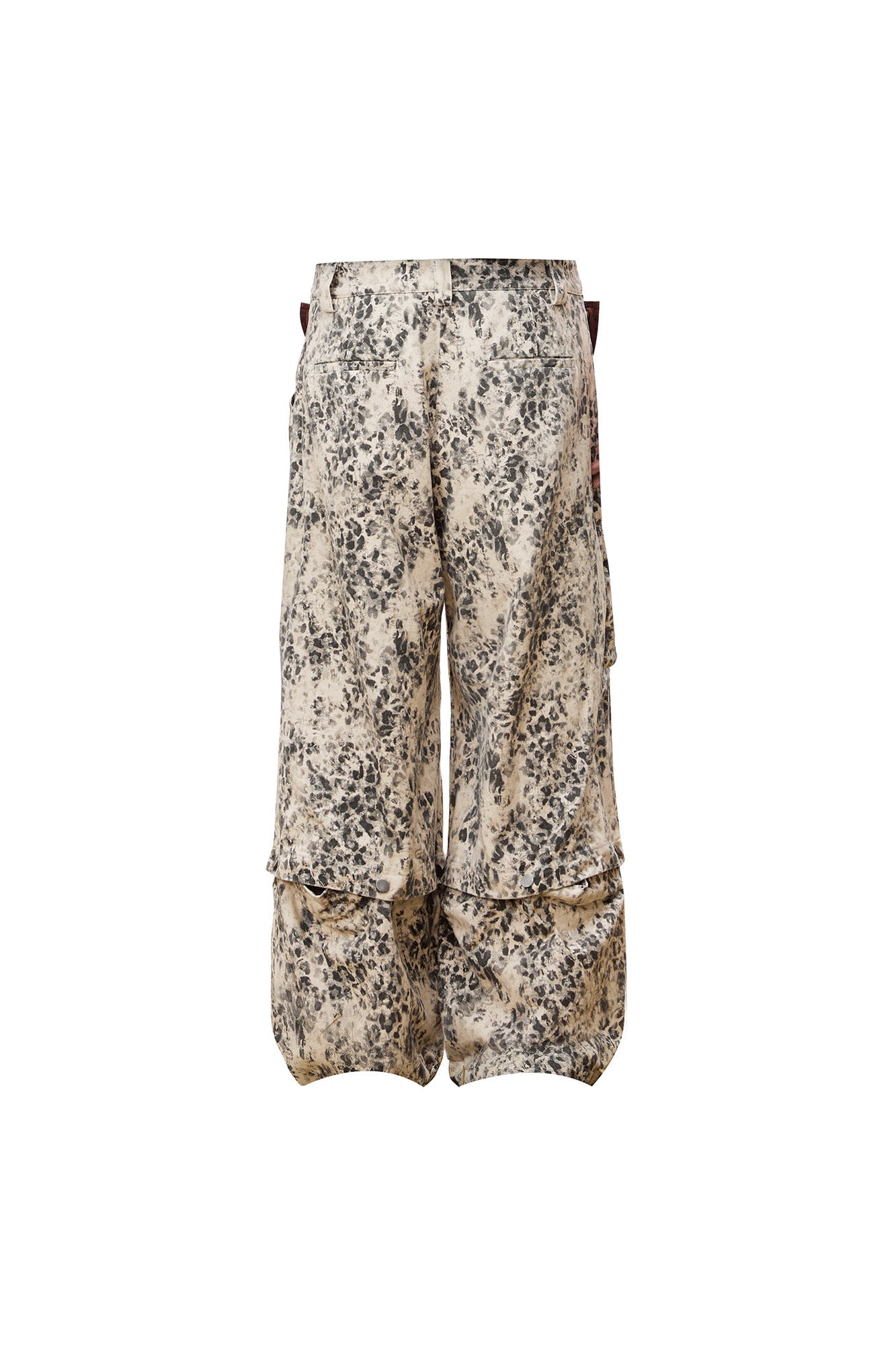 OIPWORD Retro Leopard Detachable Panel Cargo Jeans