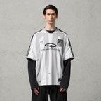 ORGANIC EMOTION Striped Badge Graphics Soccer Jersey