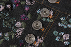 TUIMU Beaded Floral Embroidered Wide-Leg Denim Trousers