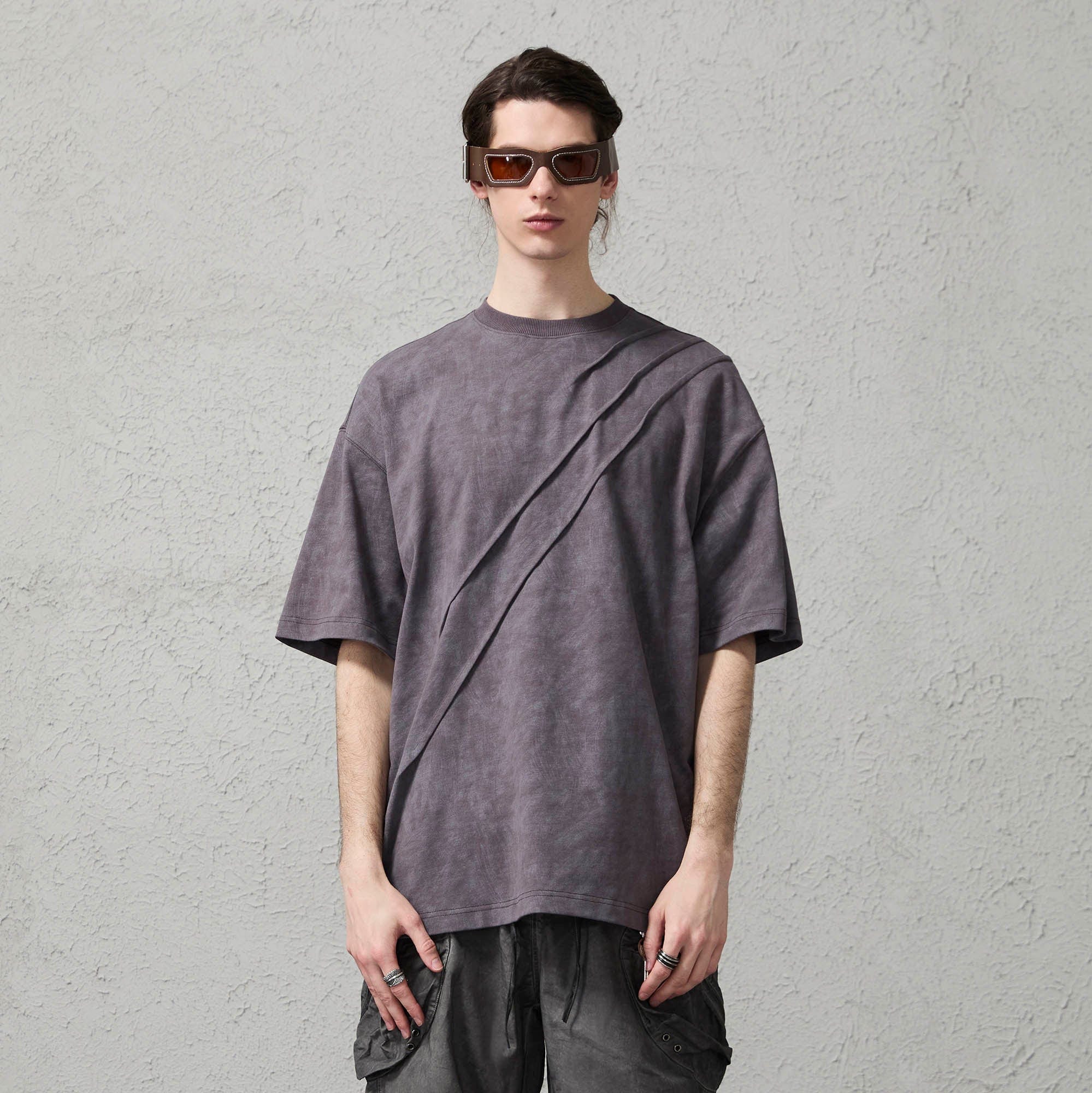 ORGANIC EMOTION Scratch Spliced Washed T-Shirt