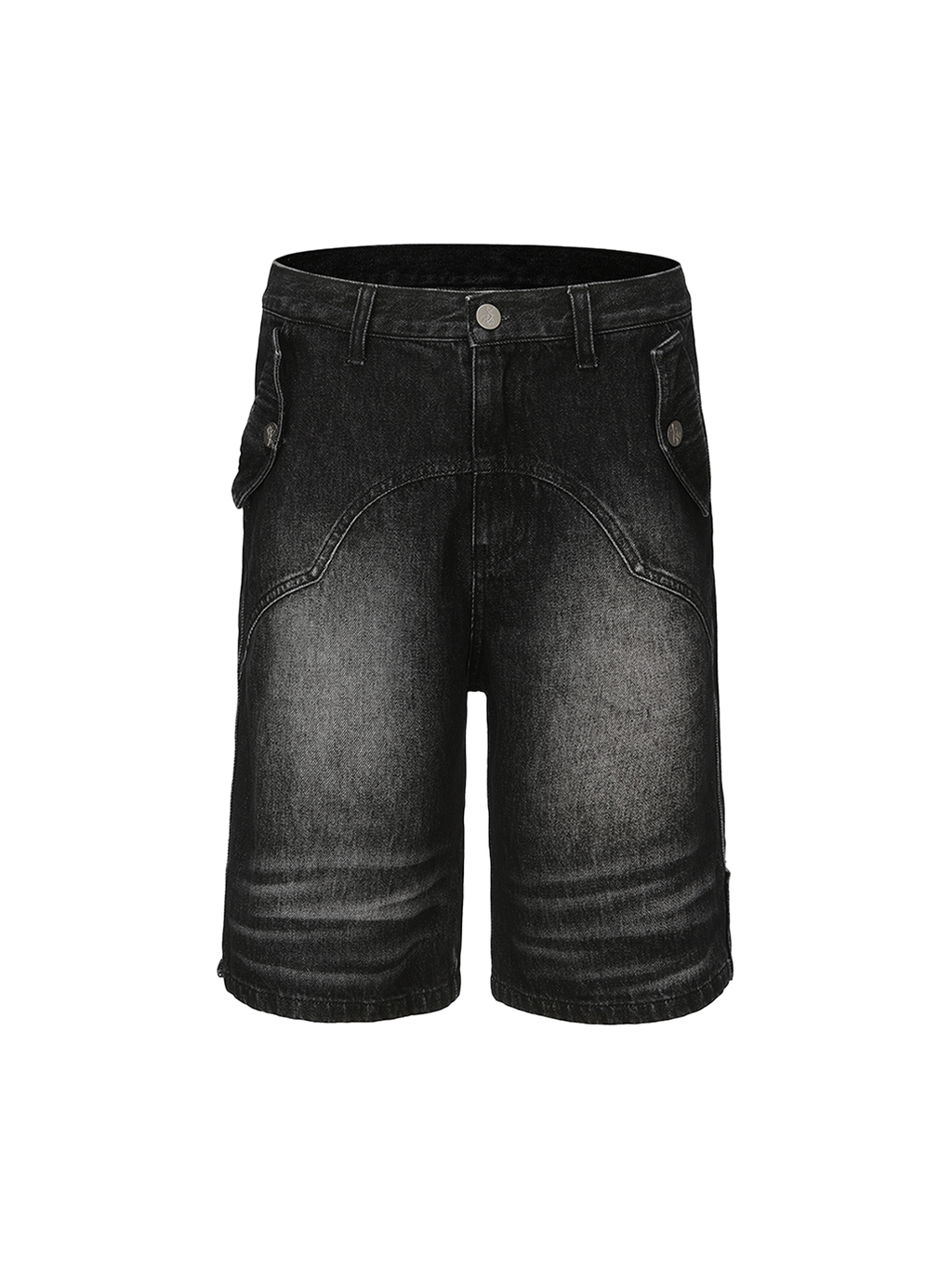 CYCYCY Retro Washed Paneled Denim Shorts