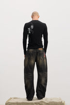 DND4DES Washed Button-Up Balloon-Leg Jeans