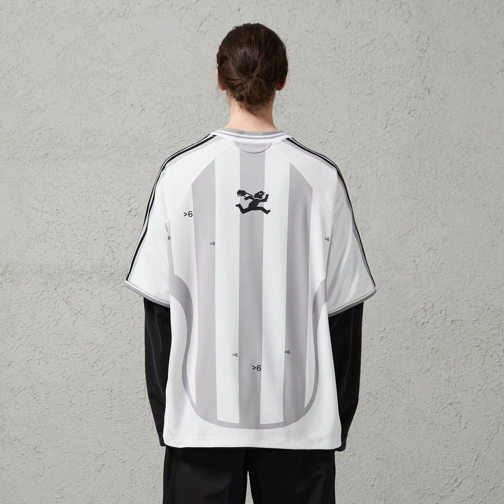 ORGANIC EMOTION Striped Badge Graphics Soccer Jersey