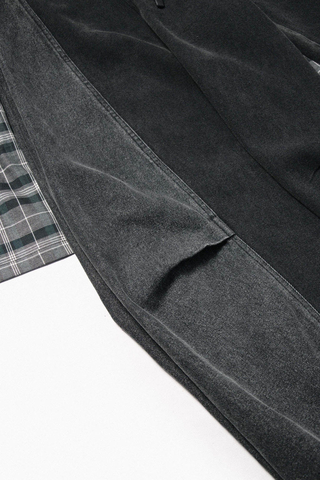 RELABEL Detachable Plaid Back Flap Spliced Jeans