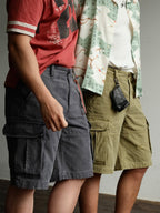 NEIGBORL Distressed Multi-Pocket Washed Cargo Shorts