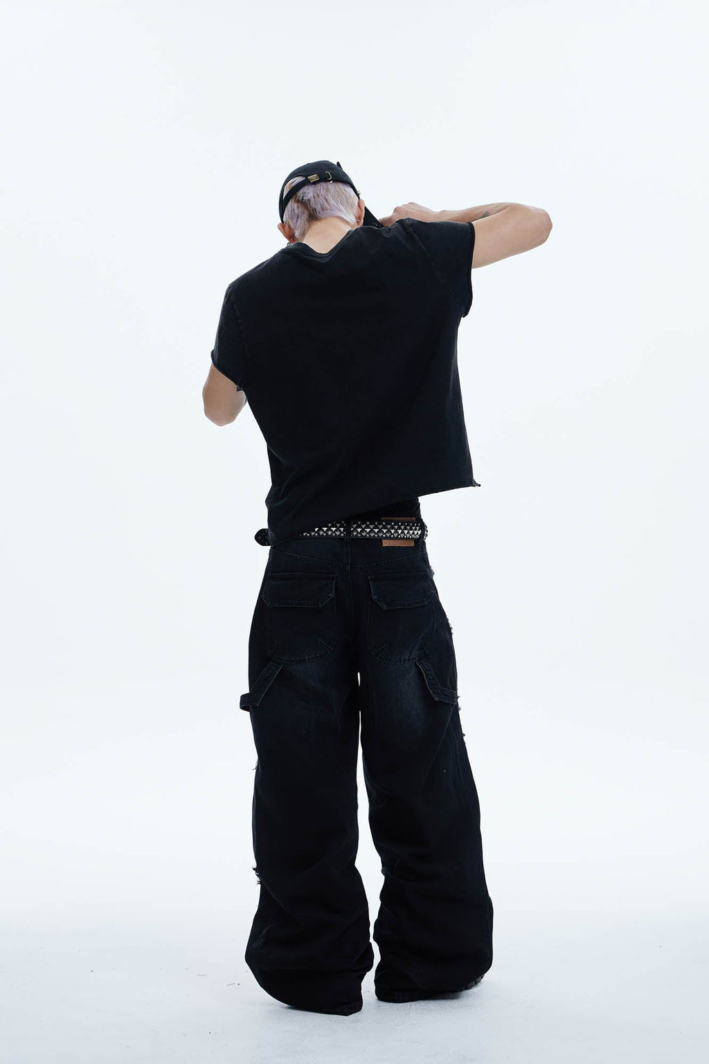 DND4DES Shredded Rivet-Paneled Baggy Jeans