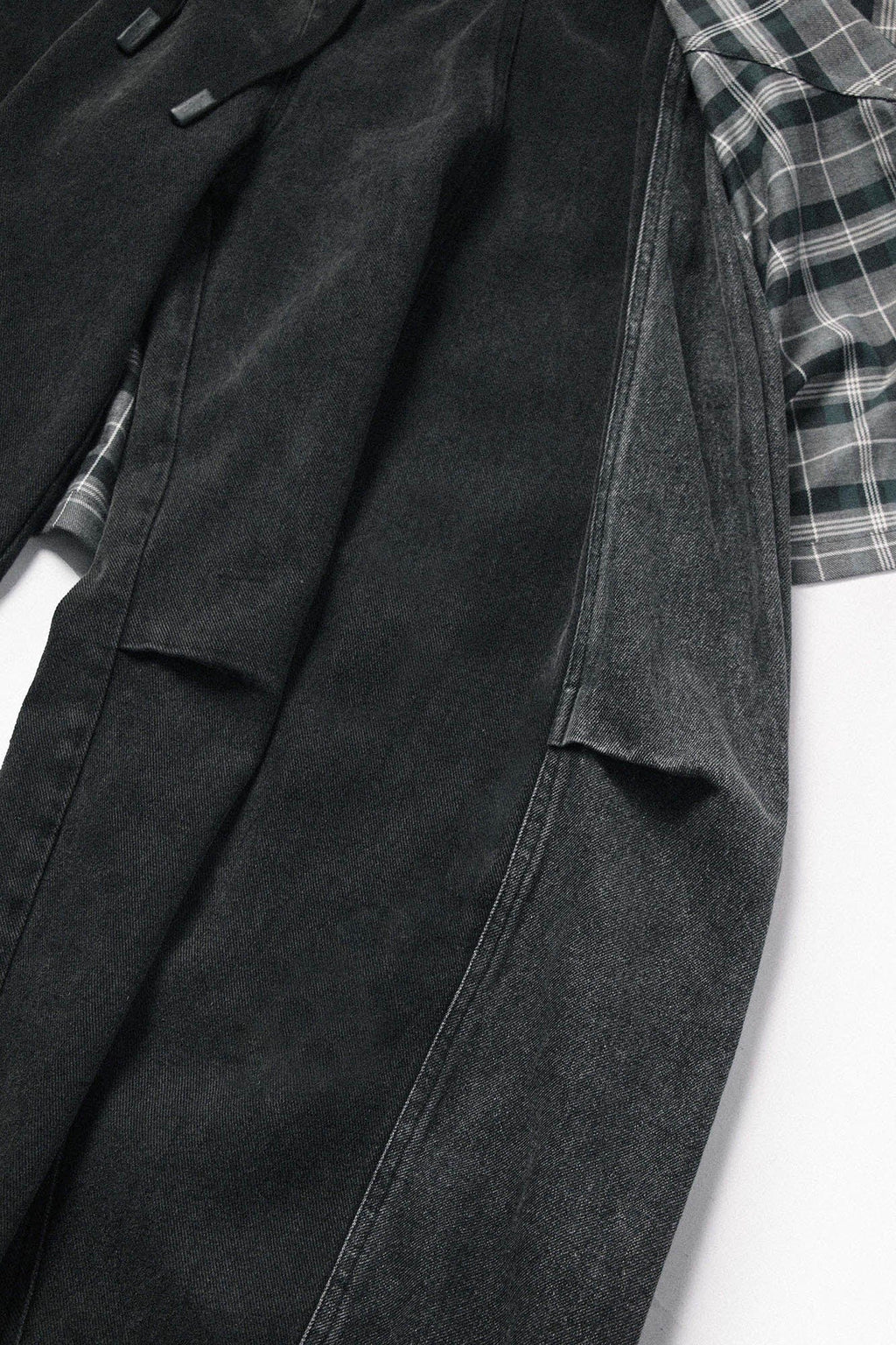 RELABEL Detachable Plaid Back Flap Spliced Jeans