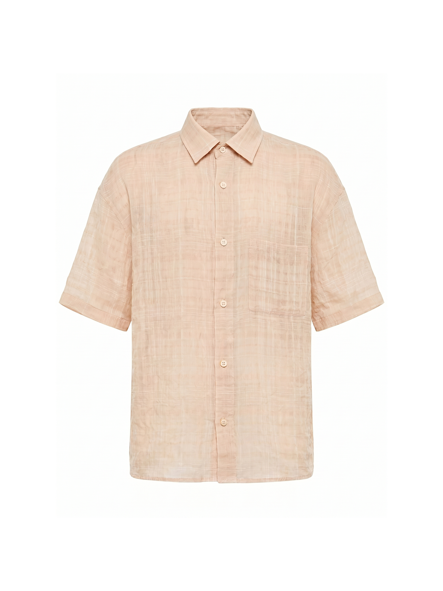 GRAINMUSTARD Linen-Cotton Plaid Half Shirt
