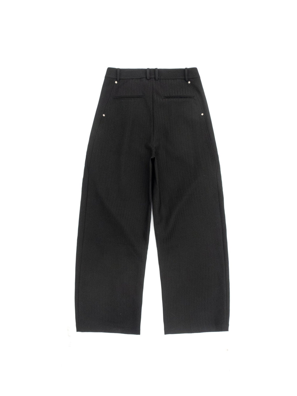 IN EXISTENCE Stripe Pleated Embroidery Curved Pants