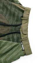 RELABEL Detachable Striped Drape Ruched Oversized Shorts Green