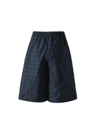 PMW Retro Plaid Drawstring Wide-Leg Shorts