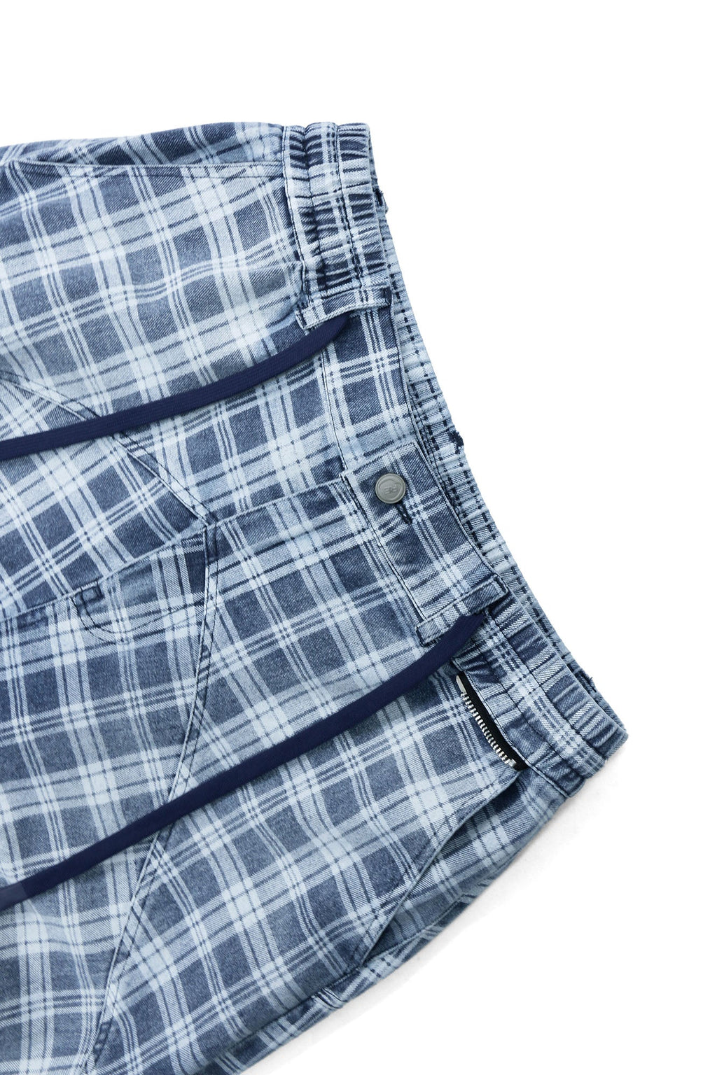 RELABEL Washed Plaid Paneled Oversized Jeans
