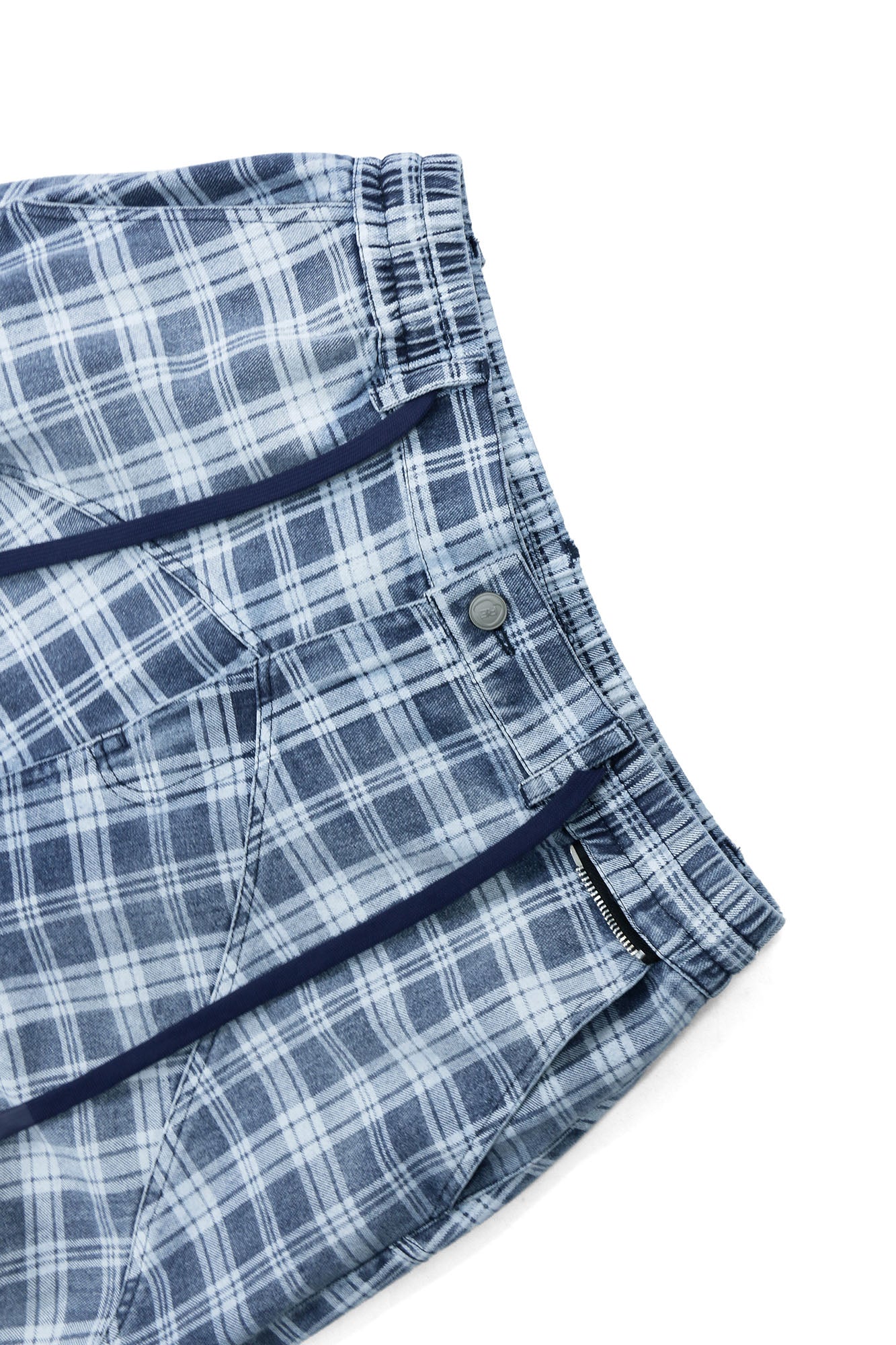RELABEL Washed Plaid Paneled Oversized Jeans