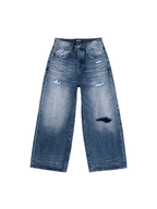 IN EXISTENCE x STM Washed Patched Distressed Straight Jeans