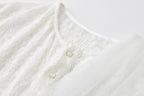 JIECHI Layered Sheer Wrap Lace Henley Shirt