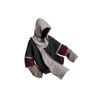 RELABEL Triple-Layer Detachable Striped Hood Long-Sleeve Tee Red
