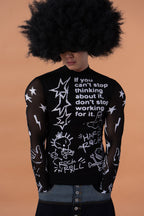CLP Full-Print Graffiti Mesh Long-Sleeve Tee