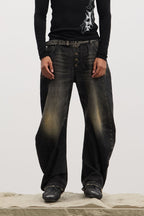 DND4DES Washed Button-Up Balloon-Leg Jeans