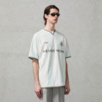 ORGANIC EMOTION Never Work Slogan Stripes Spliced Jersey