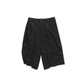 FACEONLAB Retro Pleated Raw-Edge Shorts