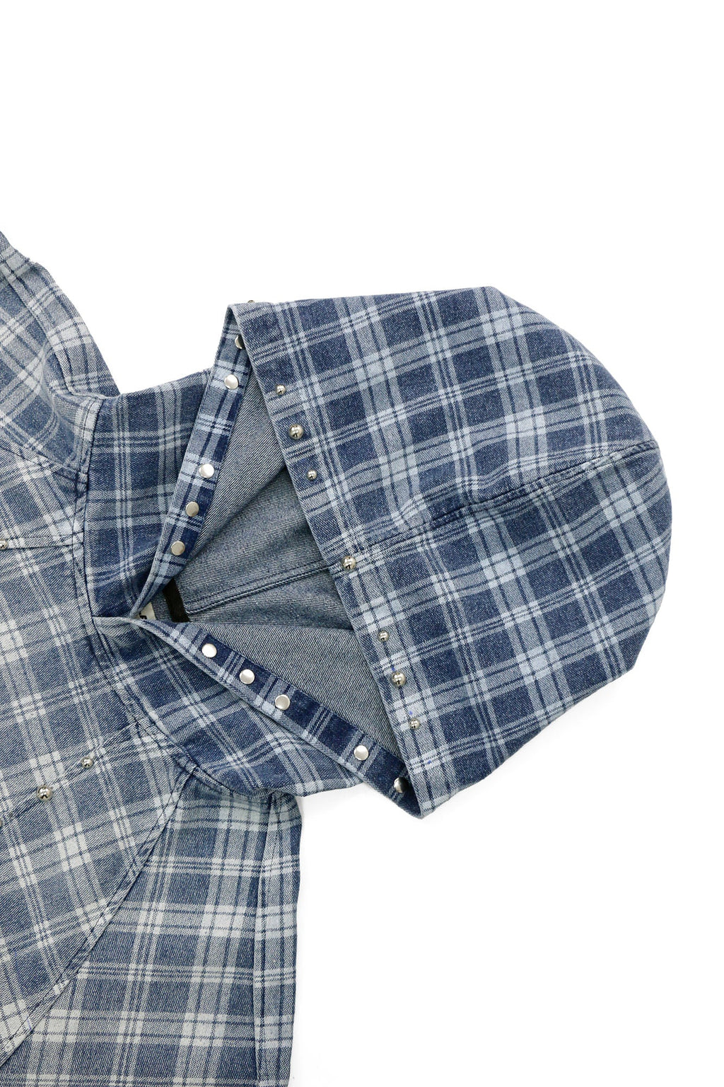 RELABEL Plaid Rivet Paneled Faded Hoodie