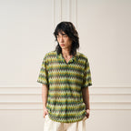 EPIC POETRY Geometric Ripple Knitted Half Shirt Watermelon