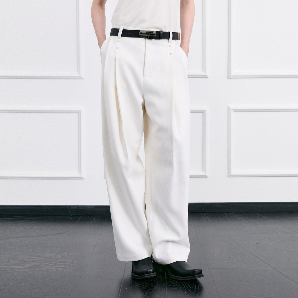 FACEONLAB Essential Wool-Blend Pleated Trousers