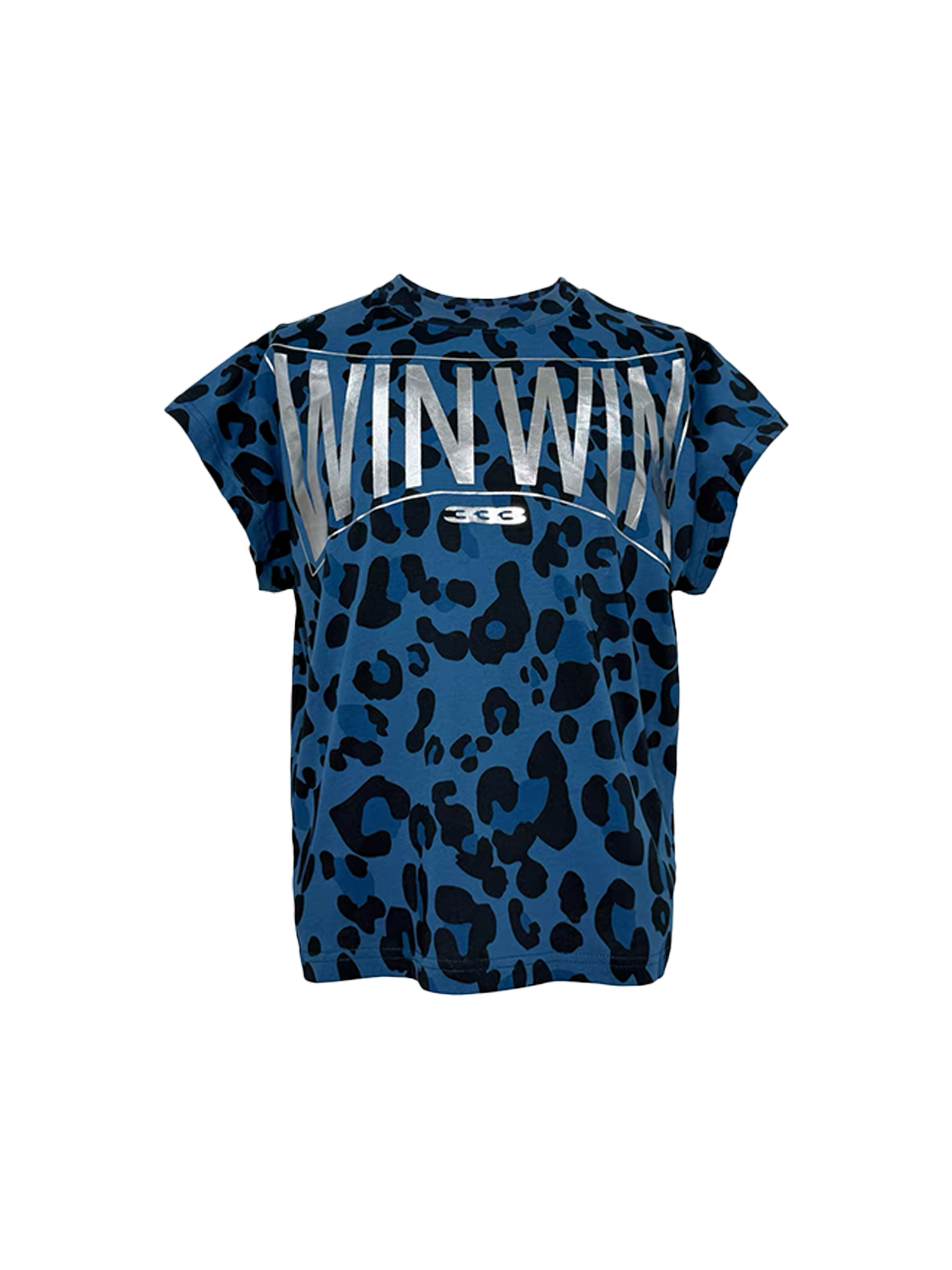 PCCVISION Contrast Leopard Crackled Foil Graphic T-Shirt
