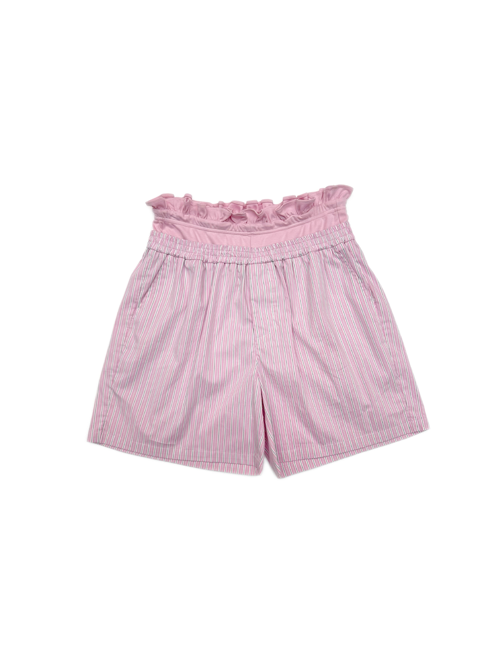 KADAKADA Retro Striped Ruffle-Waist Layered Shorts