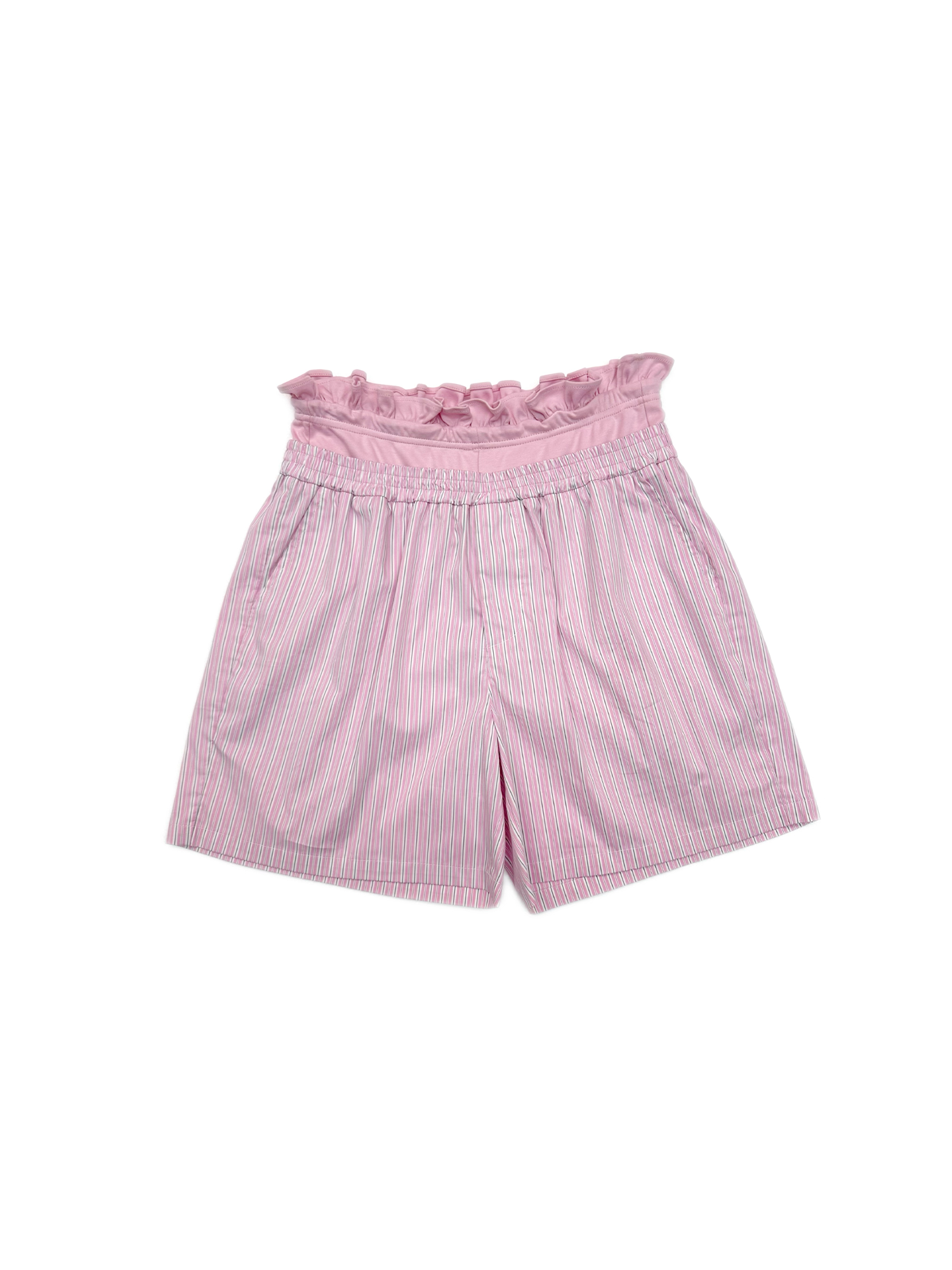 KADAKADA Retro Striped Ruffle-Waist Layered Shorts