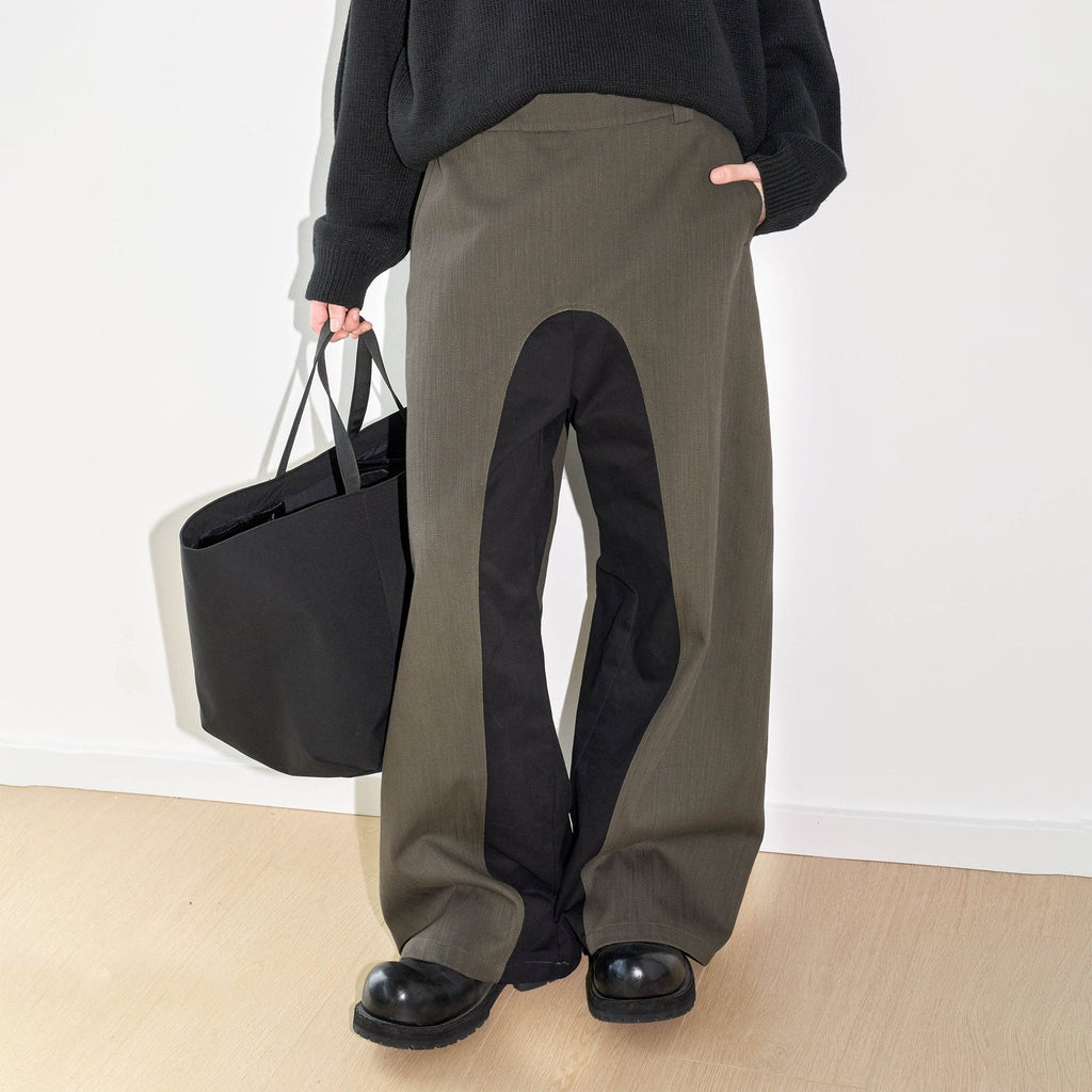 LABELROOM Paneled Color Blocked Zipper Pants