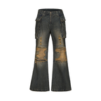 CYCYCY Distressed Big-Pocket Flared Jeans