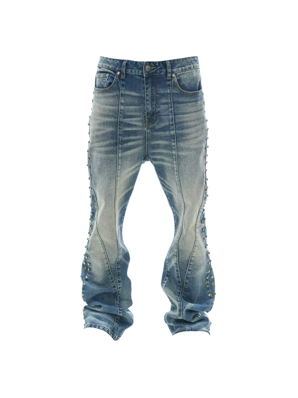 VINKID Deconstructed Side-Studded Washed Jeans
