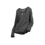 RELABEL Striped Pleated Henley Long-Sleeve Tee