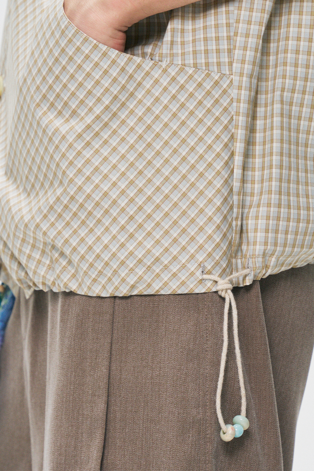 GONGHE REPUB Check Adjustable Hem Half Shirt
