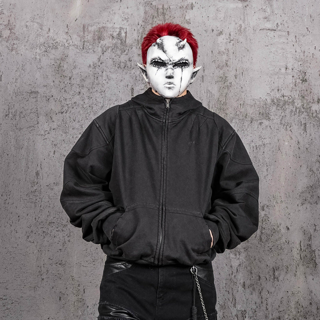UNDERWATER Distressed Spliced Fallen Armor Zip-Up Hoodie