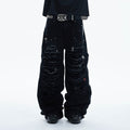 DND4DES Shredded Rivet-Paneled Baggy Jeans