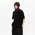 KREATE Contrast Collar Linen Half Shirt