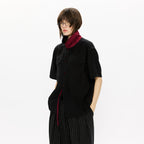 KREATE Contrast Collar Linen Half Shirt