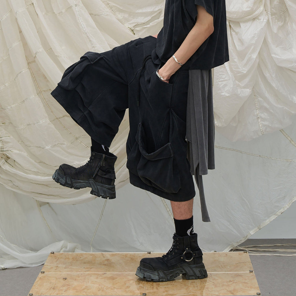 RELABEL Detachable Drape Multi-Pocket Drawstring Shorts